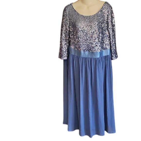 Ever-Pretty Women's Round Neck Sequin PartyDress Long Plus Size Evening Dress 20 - Picture 5 of 16